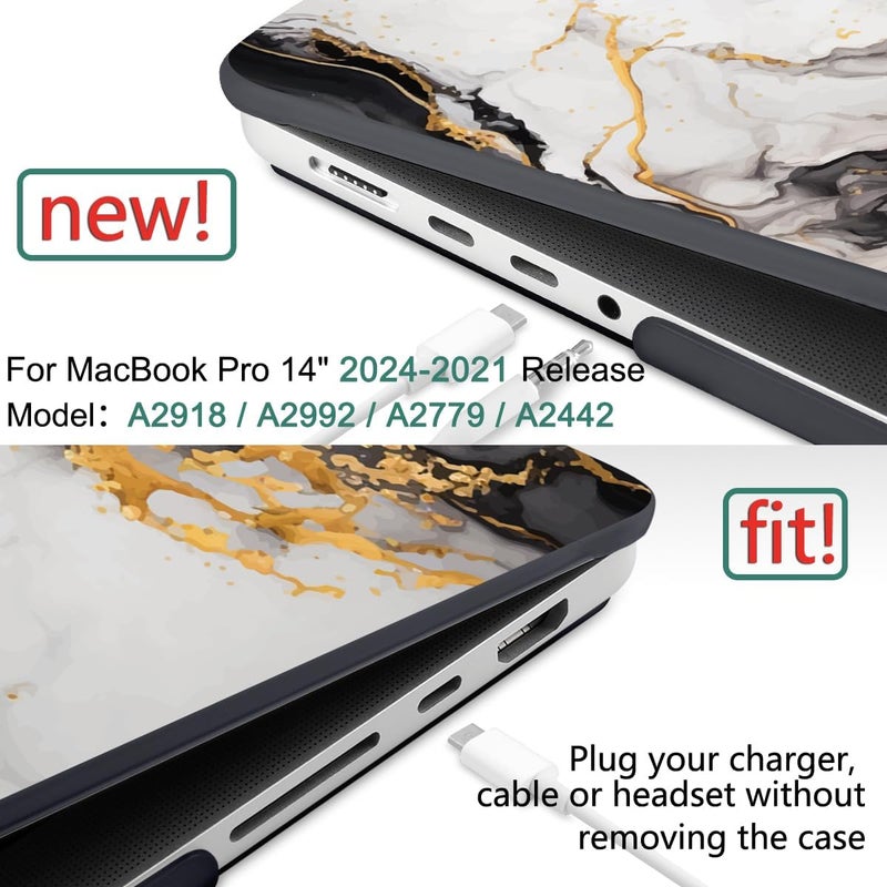 DONGKE Case for M5 MacBook Pro 14 inch 2025 2024-2021 M4 M3 M2 M1, Plastic Hard Shell Cover Compatible with A3434 A3112 A3401 A3185 A2992 A2779 A2442, Retina XDR Display & Touch ID, Abstract Marble - Image 2